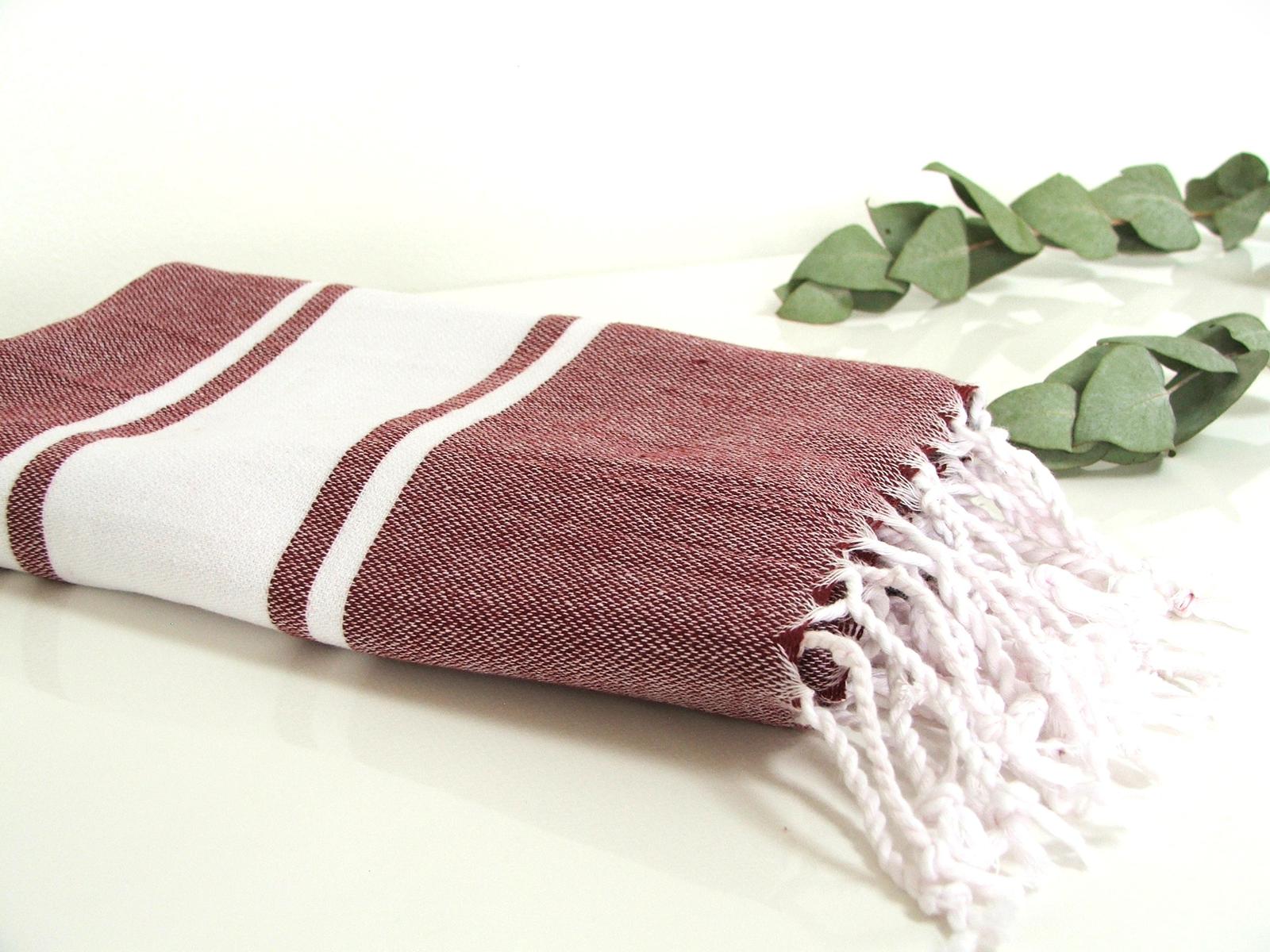 Burgundy&White Beach Towel