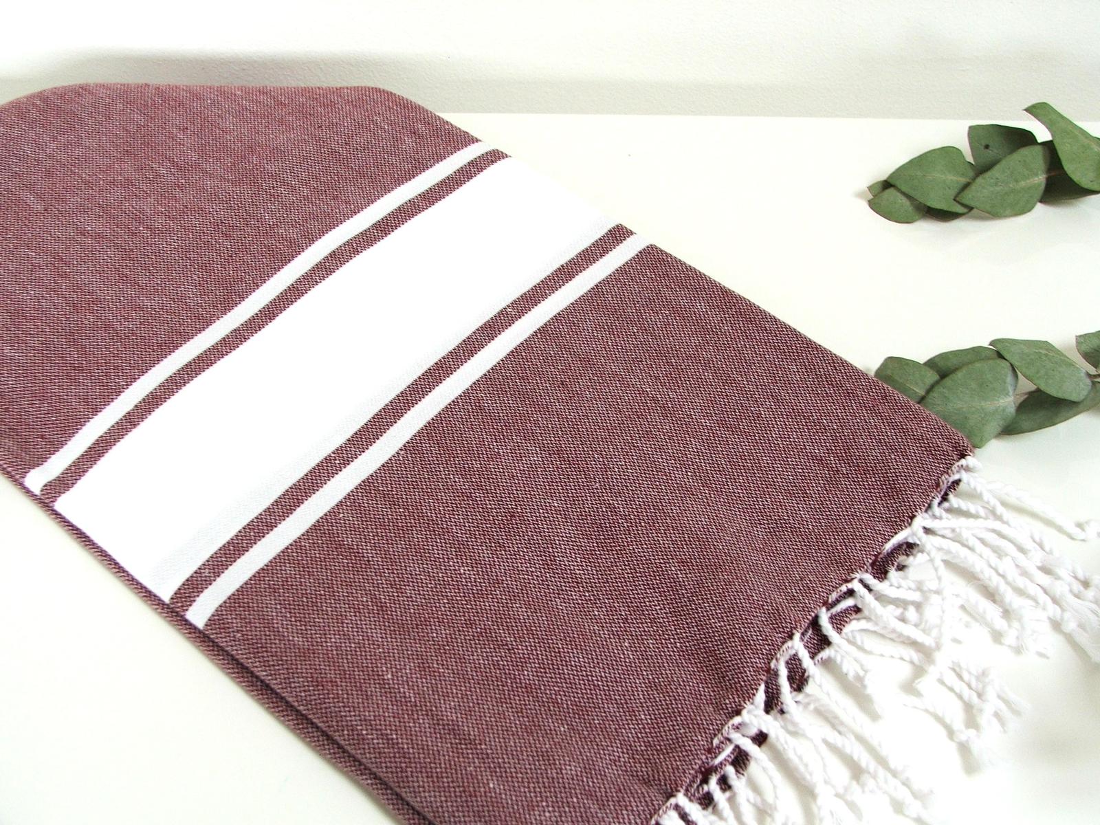 Burgundy&White Beach Towel